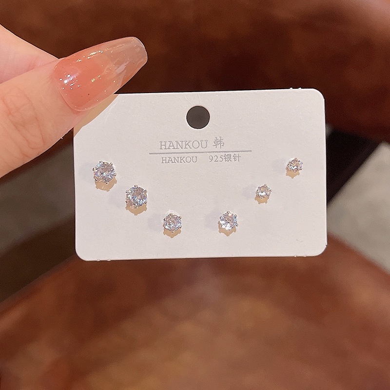 Bông Tai Mạ Bạc 925 Kiểu Đơn Giản Đính Đá Zircon Sang Trọng