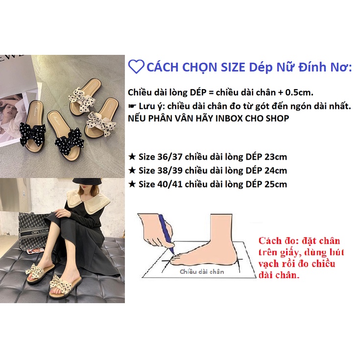 Dép Nữ Đính Nơ Thời Trang Cho Bạn Nữ Dễ Thương [H67] Nhẹ Bền êm Chân Giá Cực Rẻ - Lucky Shoes VN