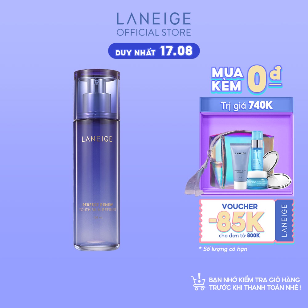 [Mã FMCGMALL -8% đơn 250K] Nước cân bằng giúp ngăn ngừa lão hóa da LANEIGE Perfect Renew Youth Skin Refiner 120ml | BigBuy360 - bigbuy360.vn