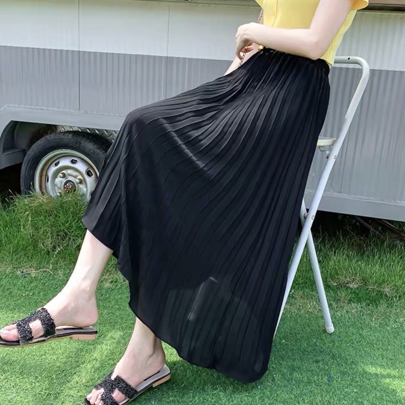Chân váy dáng dài dập ly đơn giản (Video + Hình thật + quà tặng + trắng vải voan cao cấp)