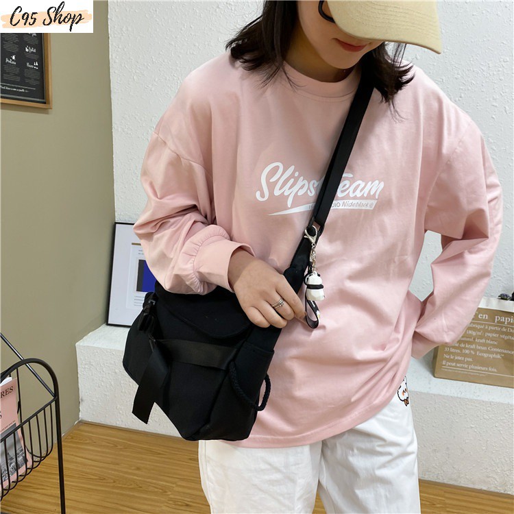 Túi tote đeo chéo nam nữ unisex ulazzang vải canvas đai cài ngang, T021