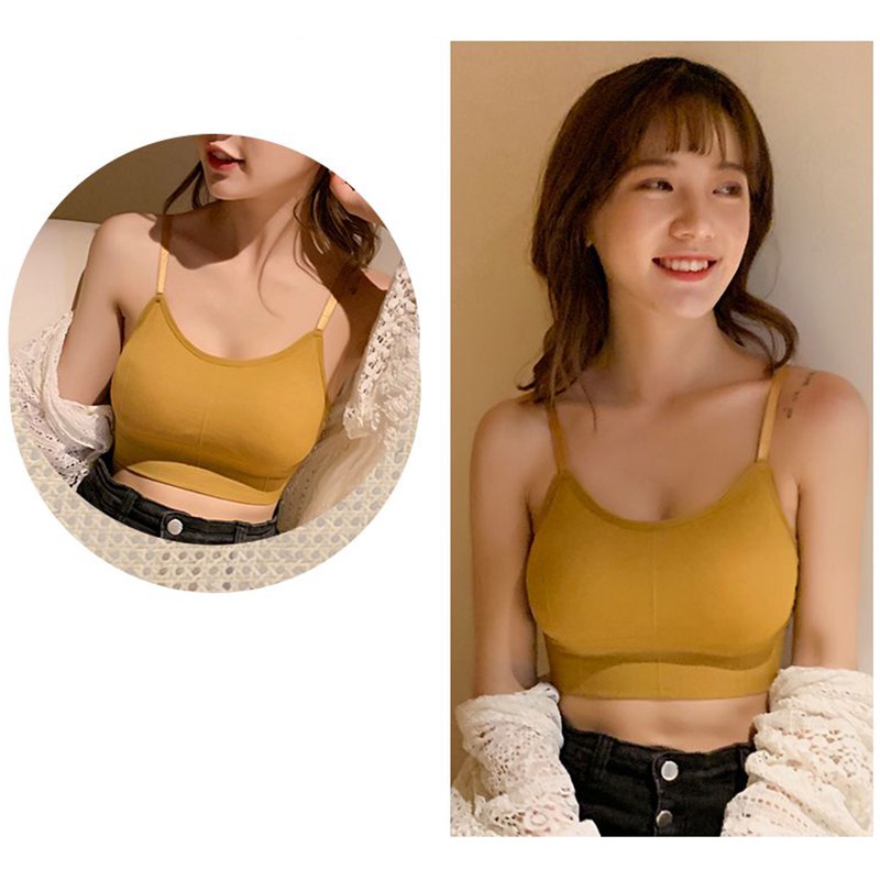 AOFEIQIKE AOFEIQIKE Áo Lót Thể Thao Có Mút Đệm Hai Dây Không Đường May 7 Màu Đen Trắng Thời Trang Cho Nữ