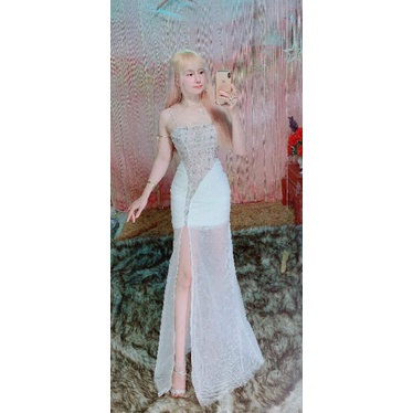 Đầm da hội kim sa đá kết đá kèm hình chup thật