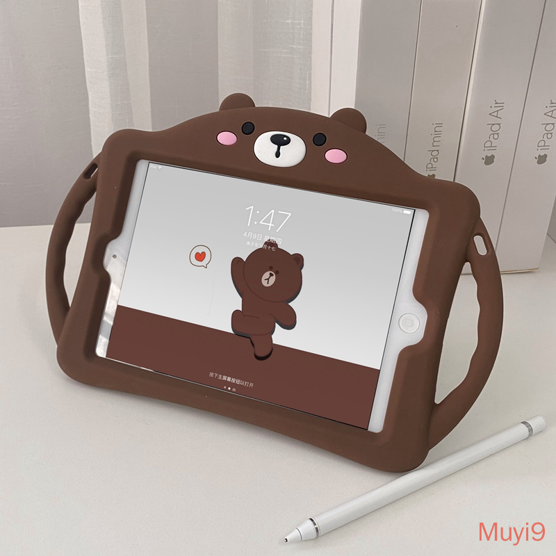 Ốp Máy Tính Bảng Silicon Mềm Hình Gấu Nâu Chống Rơi Cho ipad 2018 Mini1/2/3 Mini4 /5 Air2 Pro9.7 ipad4 2021 10.2