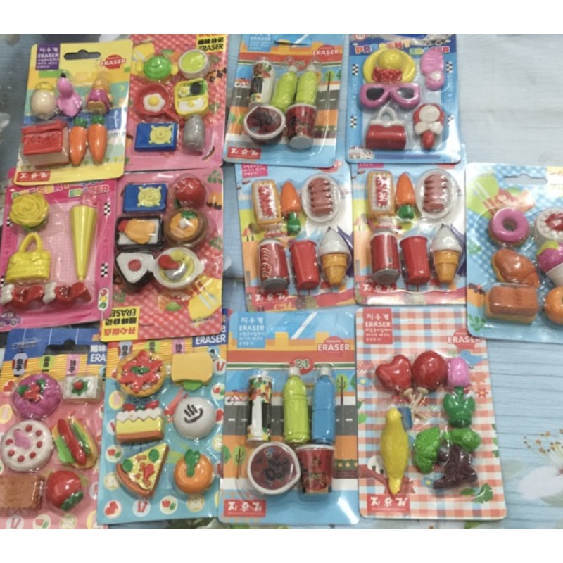 1 Vỉ Tẩy Bút Chì đồ chơi hình Hoa Quả, Gôm Tẩy Đồ Chơi nhiều mẫu mã cute
