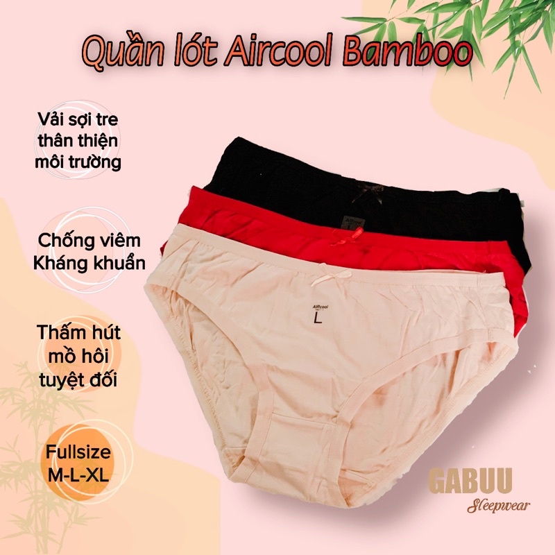 Combo 3 quần lót nữ Aircool Bamboo, 100% Cotton Nhật Organic - Chống viêm kháng khuẩn - Không phai màu - Full size