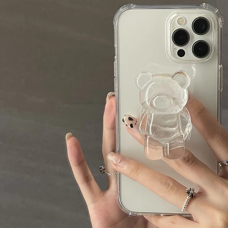 Ốp điện thoại trong suốt chống rơi gắn hình gấu cho Iphone 14 Pro Max 13 12 11 Pro Max X XS XR 7 8 Plus