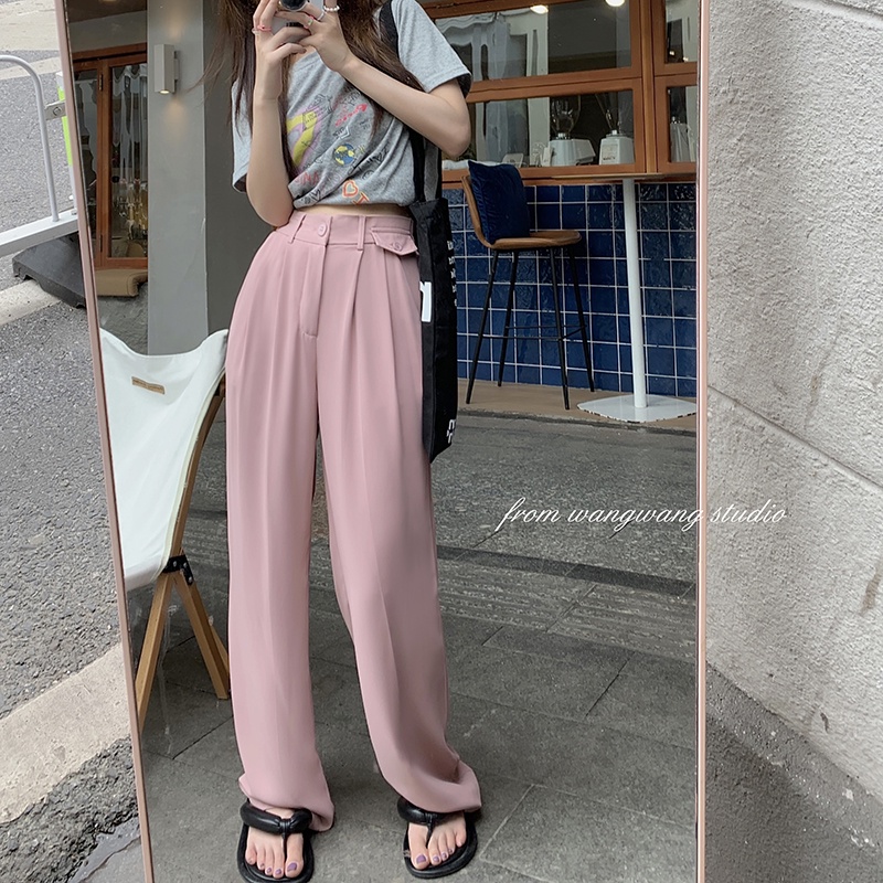 SUXI Quần ống rộng Lưng Cao Co Giãn Thời Trang Mùa Hè Cho Nữ