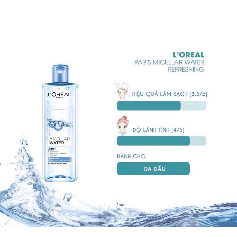 Nước tẩy trang L'Oreal Paris Micellar Water 400ml