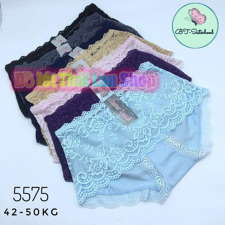 Quần lót nữ SisterHood 5575, chip ren trước đùi COTTON mềm chuẩn hàng Thái cao cấp nhập khẩu, FREESIZE dưới 59kg