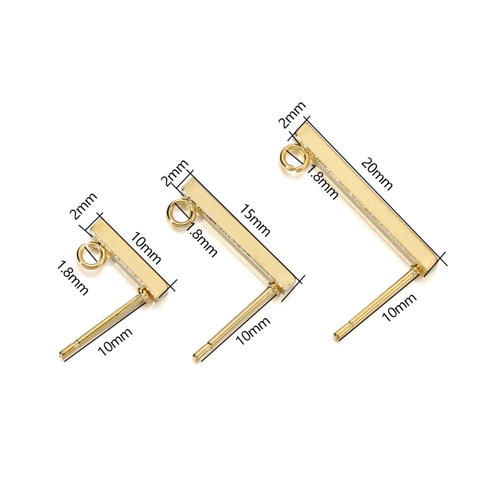 Set 20 bông tai ST.KUNKKA hình chữ T bằng thép không gỉ thiết kế đơn giản và hiện đại