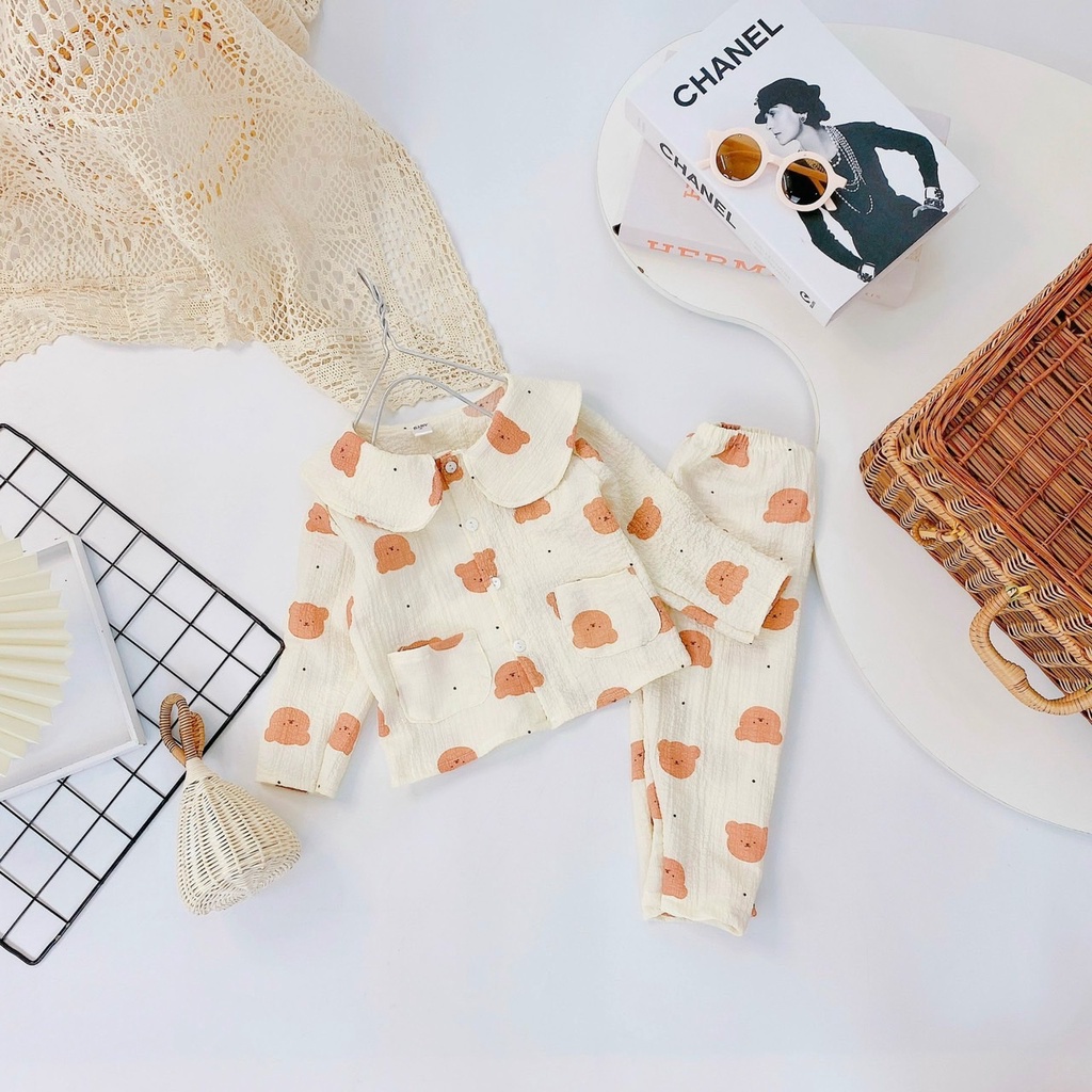 Pijama cho bé, combo 2 bộ pijama dài tay cho bé gái BD57-10