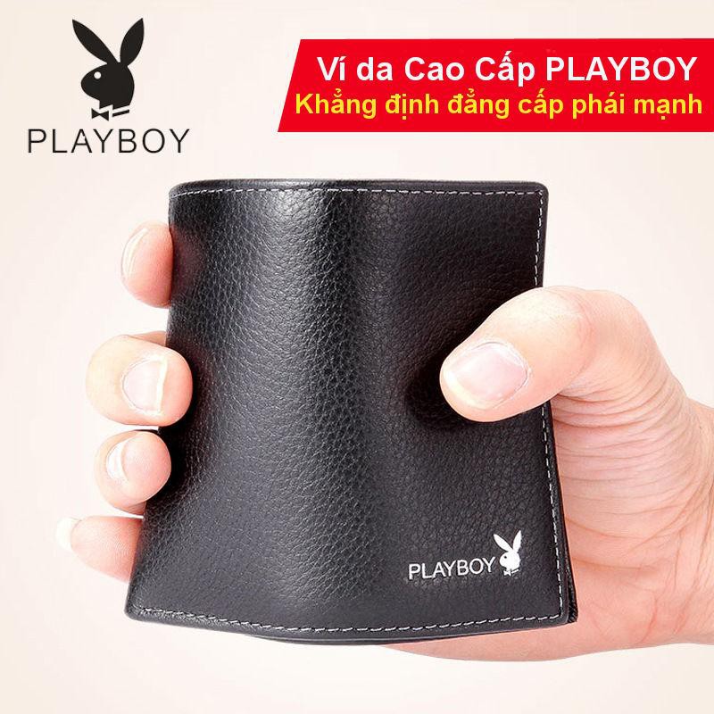 Ví nam da bò dáng vuông Playboy hàng cao cấp