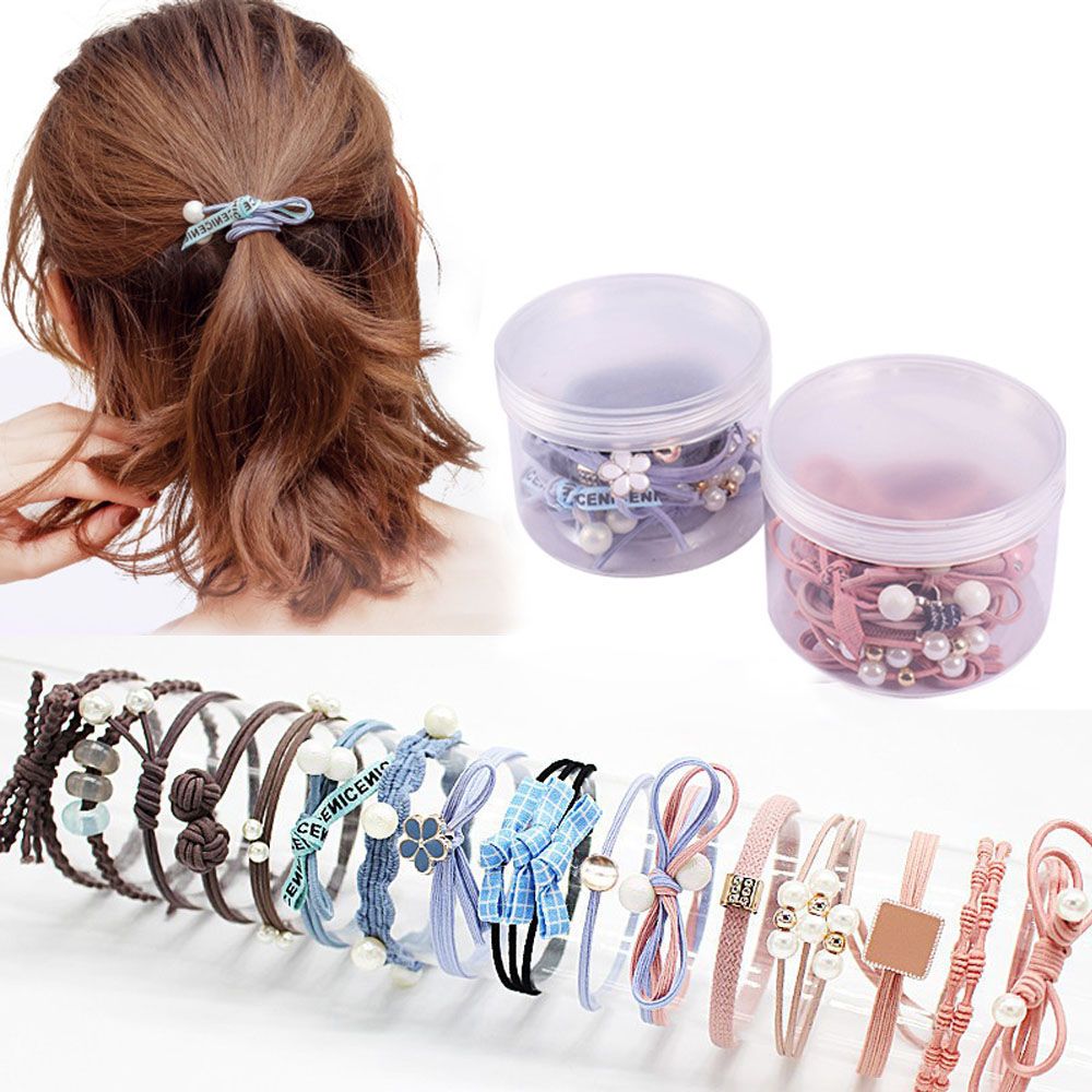 Hộp 12 Dây Buộc Tóc Co Giãn Nhiều Màu Tuỳ Chọn Xinh Xắn Cho Nữ