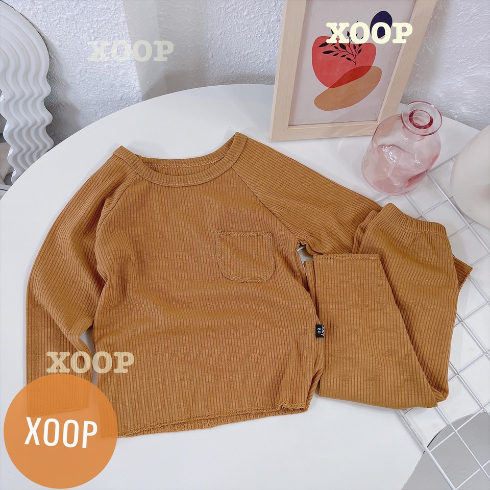 Bộ dài tay xoop gân tăm chạy chỉ nổi túi cho bé ( Size 8-19kg) BD11 shop phúc yến
