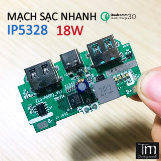 Mạch Sạc Dự Phòng Sạc Nhanh QC3.0 PD3.0 Chip IP5328 18W 2*USB