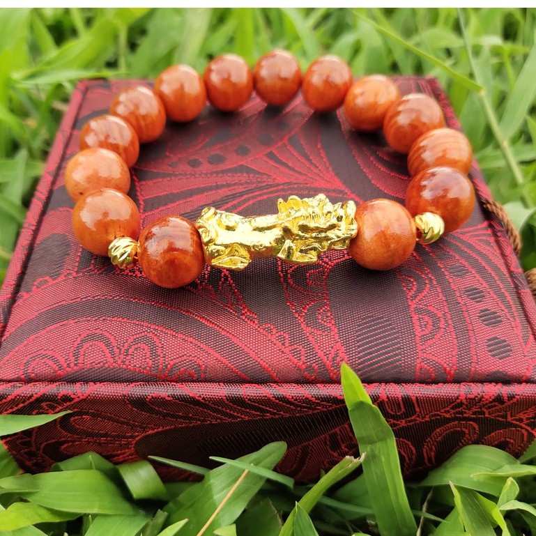 [CAO CẤP] [Tặng Nhẫn] Vòng Huyết Long xịn Tỳ Hưu, Hạt charm mạ vàng  hương thơm tự nhiên dành cho nam nữ | BigBuy360 - bigbuy360.vn