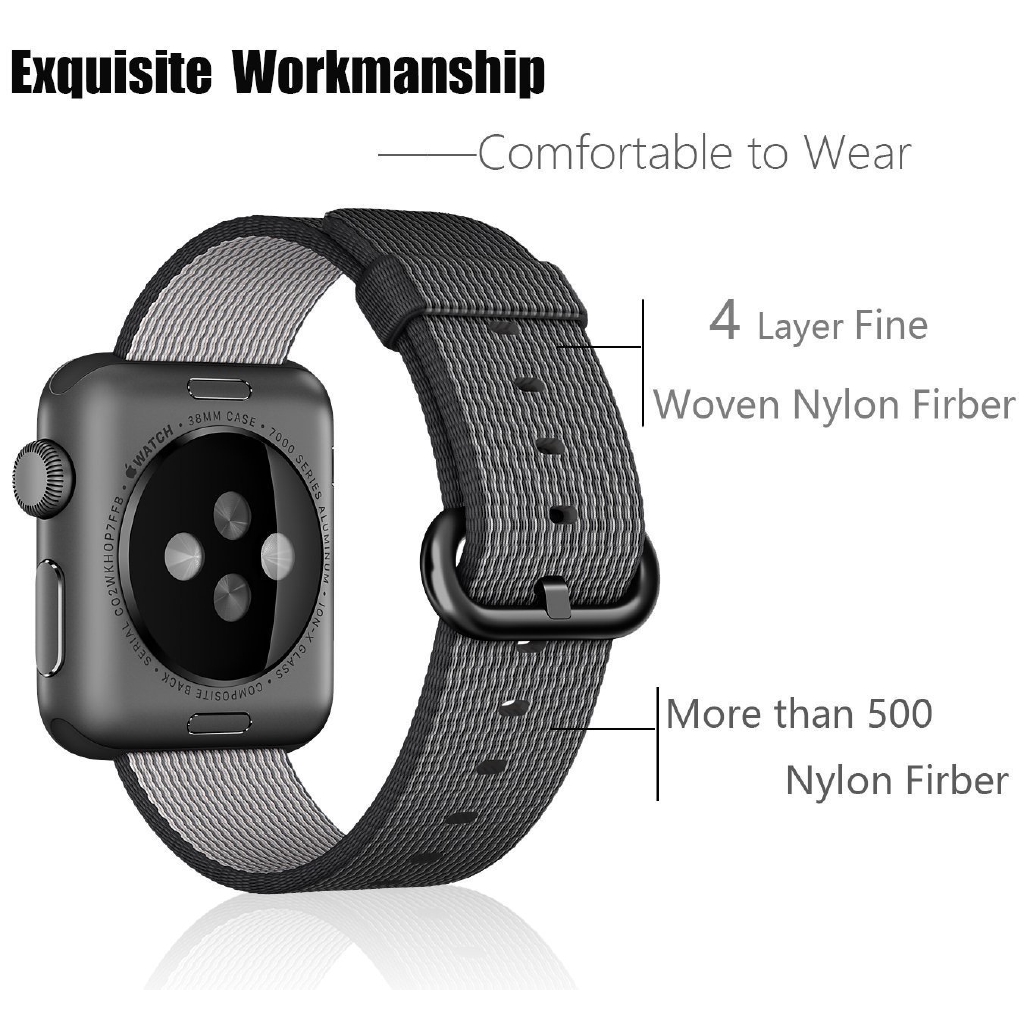 Dây Đeo Nylon Bện Cho Đồng Hồ Thông Minh Apple Watch Ultra 49mm series 8 7 6 5 4 3 2 1 iWatch 45mm 41mm 44mm 40mm 42mm 38mm