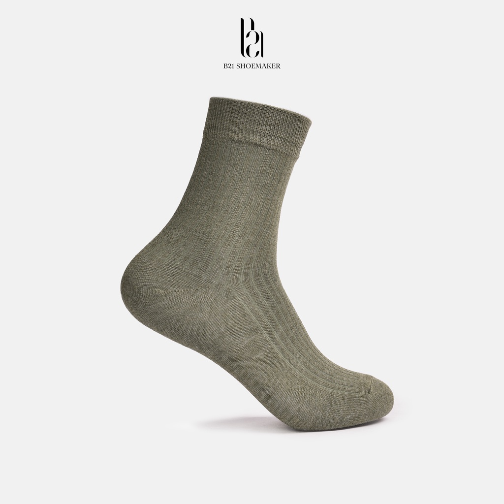 Tất Cổ Cao Trơn B21 Vớ Nam Nữ Vải Cotton Cao Cấp Trơn Khử Mùi Kháng Khuẩn Phong Cách Basic Tối Giản Công Sở