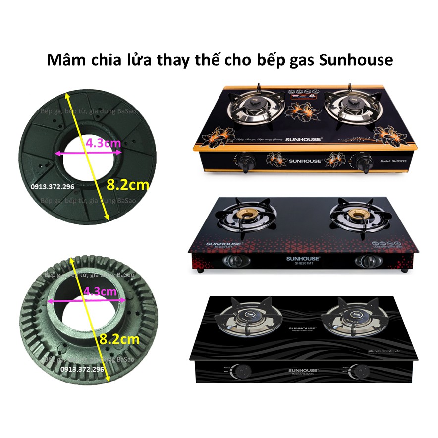 Mâm Chia Lửa  Thay Thế Cho Bếp Gas Sunhouse Đường Kính Trong 43mm, Đường Kính Ngoài 82mm