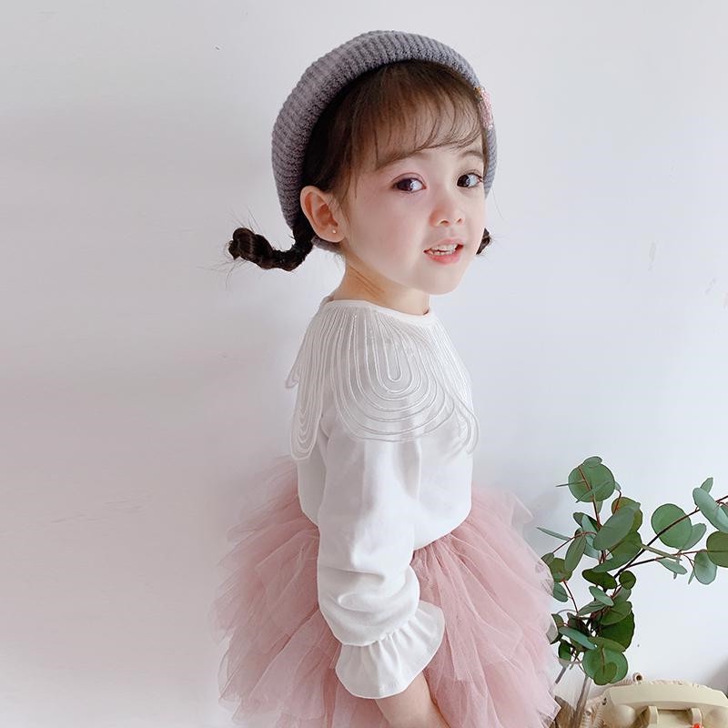 Áo kiểu tay dài cổ rộng in hoa cho bé gái