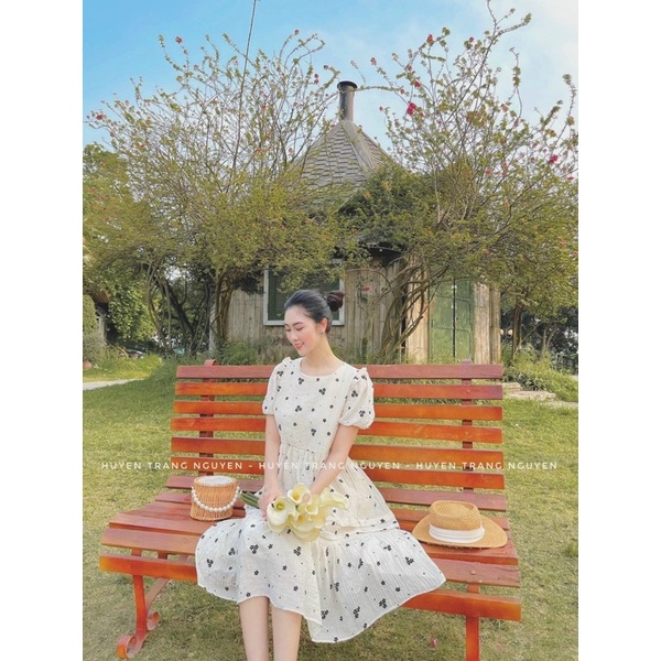 váy bầu diện hè cực xinh, đầm bầu hoại tiết vintage nhã nhặn xinh đẹp mặc phù hợp mọi trường hợp