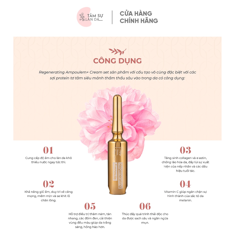 Set Huyết Tơ Tằm Collagen Mờ Nám Chống Lão Hóa Vạn Năng From Your Skin Regenerating Ampoule + Cream Set