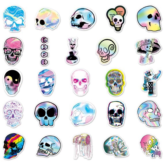 [50 Hình] Sticker hộp sọ, đầu lâu cá tính dán trang trí laptop, mũ nón bảo hiểm, vali, xe tay ga, ván trượt - DB.131