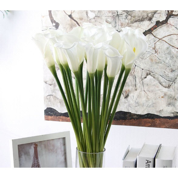 Hoa giả- hoa rum calla lily cao su cao cấp cành dài 70 cm siêu đẹp - Hoa Lụa Duy Minh