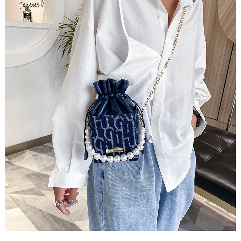 Túi xách tay/ đeo vai da PU JASMIN NOIR dạng hộp với tay cầm chuỗi hạt ngọc trai phong cách Hàn Quốc thời trang cho nữ