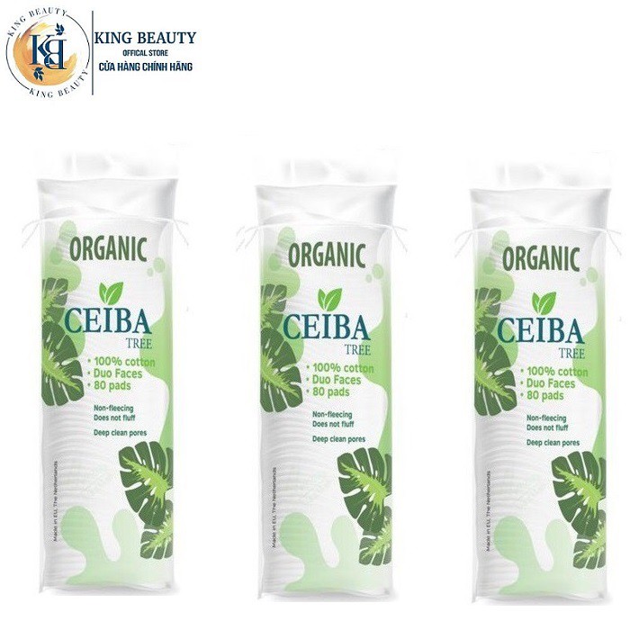 Bộ 3 Bông Tẩy Trang Làm Sạch Da Hữu Cơ Organic Ceiba Tree 80 miếng x 3