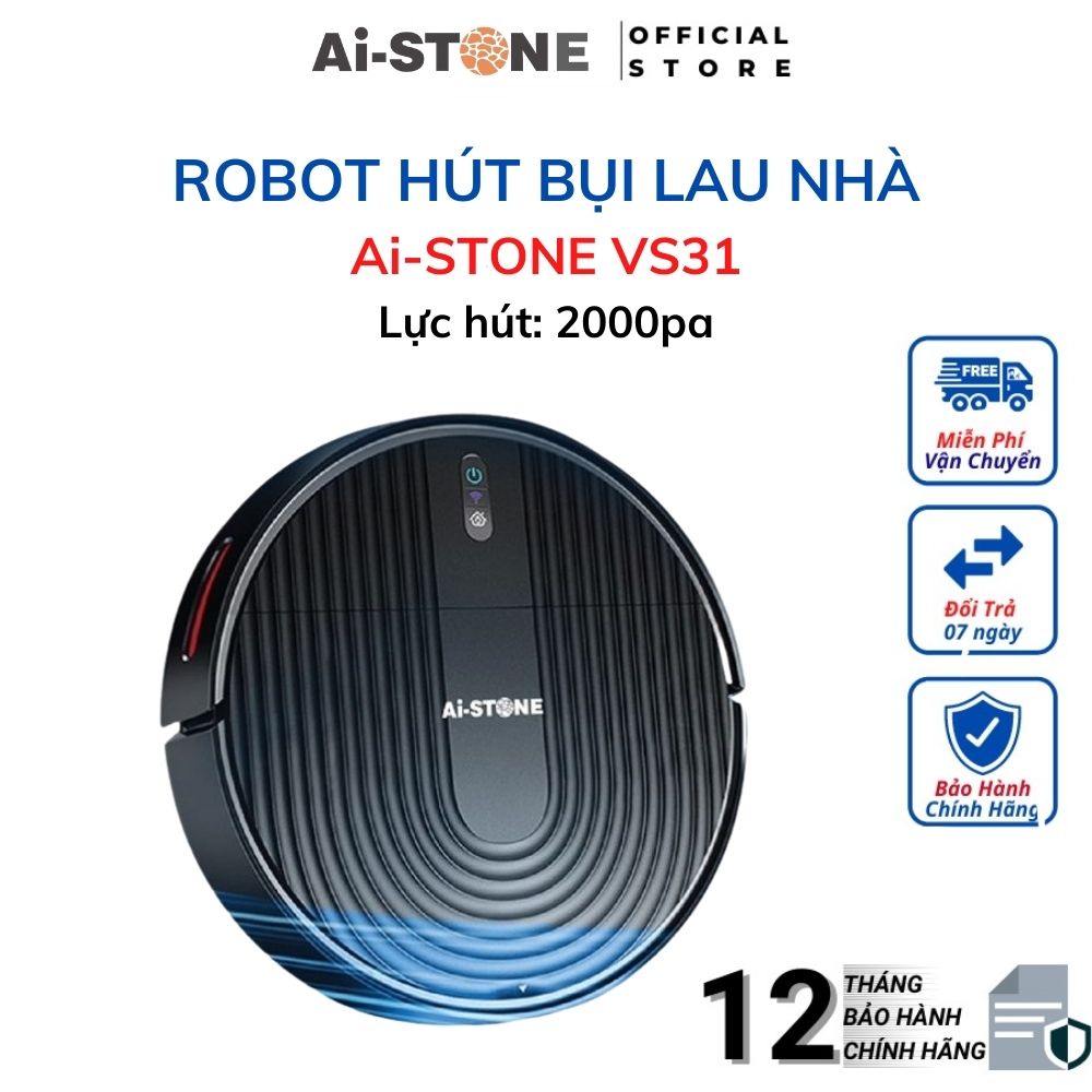 Robot Hút Bụi Lau Nhà Ai-STONE V31S 2 In 1 Thông Minh, Hiện Đại - Bảo hành 12 tháng