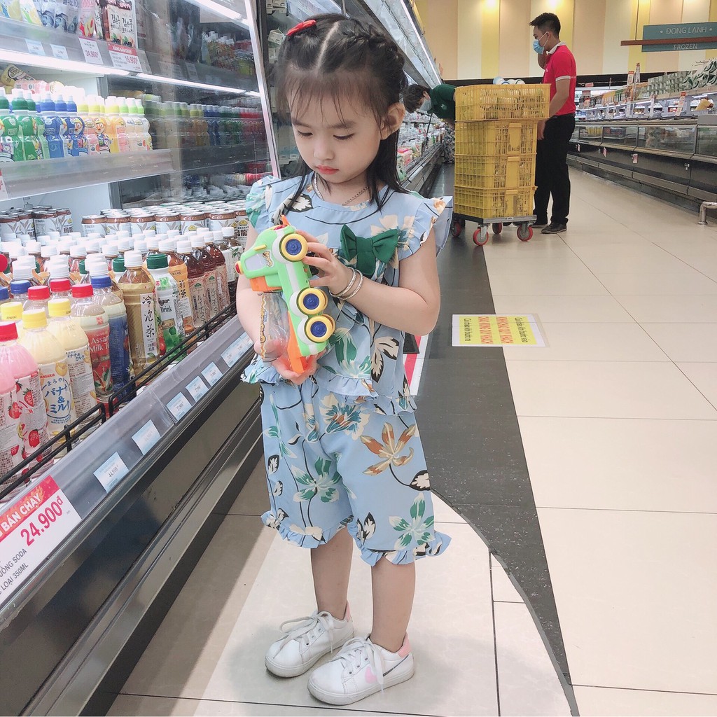 Đồ Bộ Lụa Thắt Nơ bé gái BabyBean