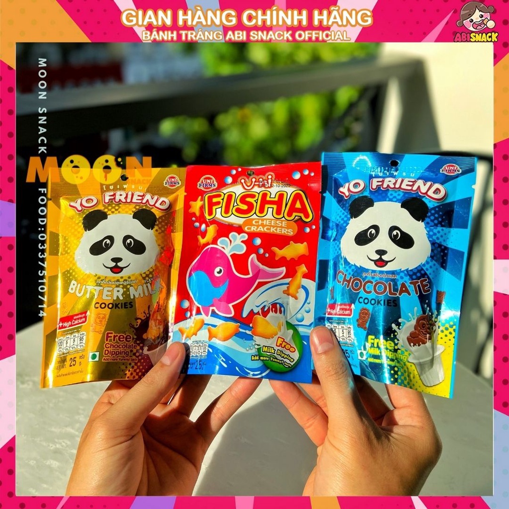 Bánh hình gấu cookies bánh cá Yo Friend Thái Lan vị bơ sữa/socola gói 25g