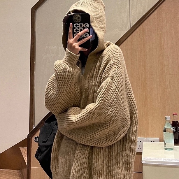 Áo khoác nam nữ có mũ HÀN QUỐC form rộng, áo khoác len oversize thời trang Unisex phong cách mặc đi chơi đi làm