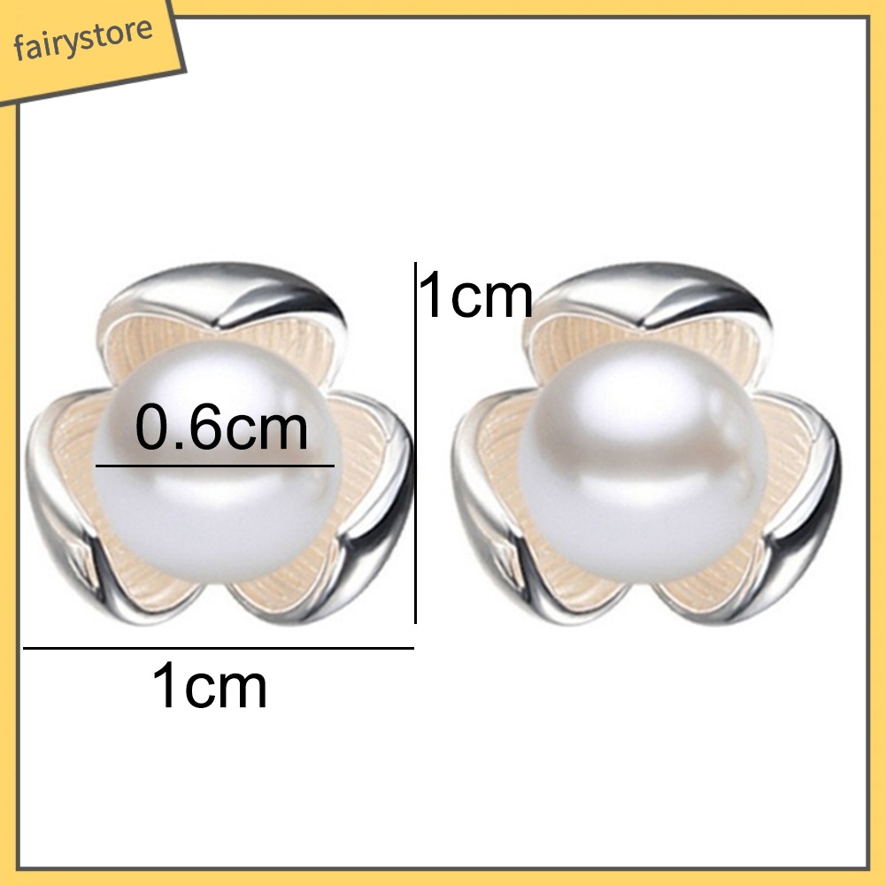 Bông Tai Hình Cỏ   Lá Đính Ngọc Trai Giả Xinh Xắn