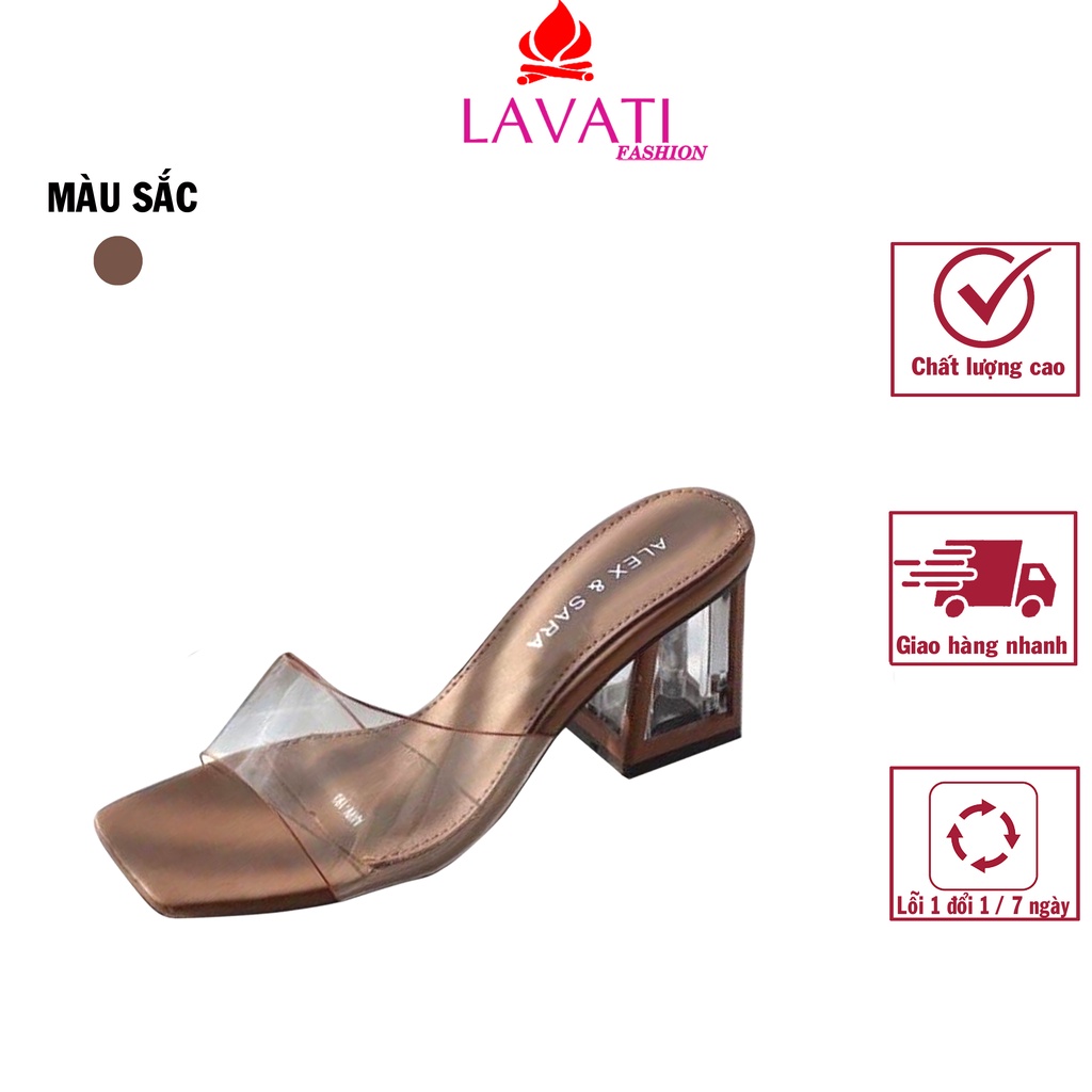 Dép Cao Gót Dây Trong MiKa Đế Nâu 5cm Hàng Đẹp Tôn Chiều Cao ( MÃ DCGMK )