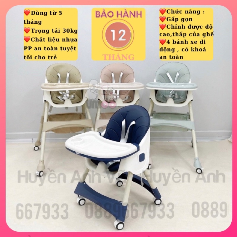 GHẾ ĂN DẶM cho bé UMOO , V-BABY có bánh xe full phụ kiện