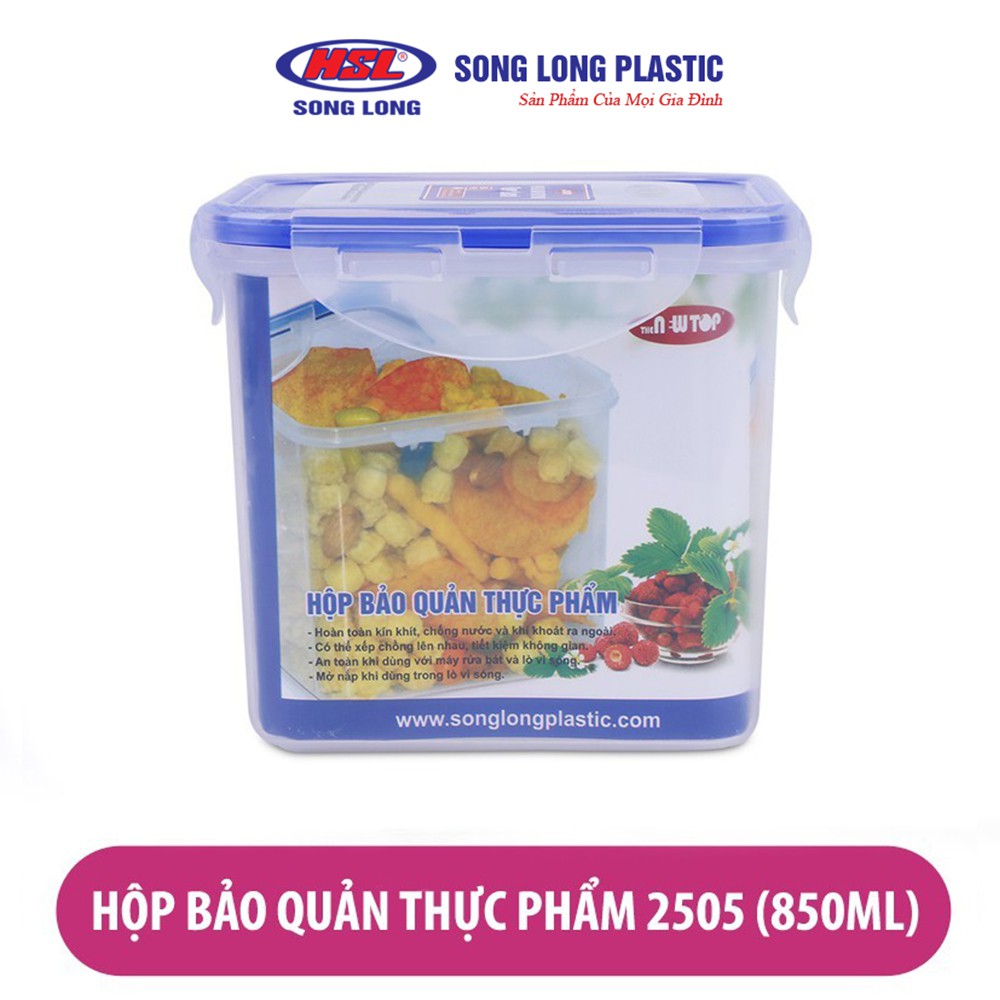 Hộp đựng thực phẩm Song Long Plastic Four Lock nhựa có nắp đậy ( 6532:3-2-1)