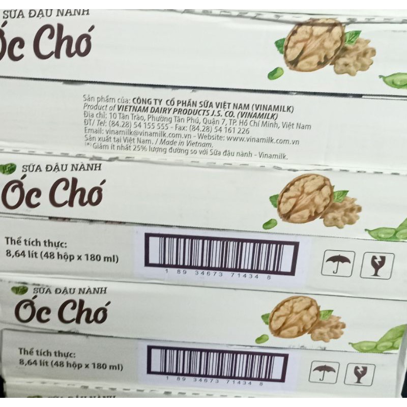 sữa đậu nành óc chó vinamilk 48h hộp X 180ml, 10.2021