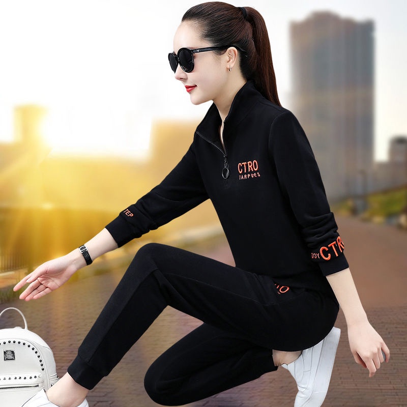 Bộ Đồ Thể Thao 100% Cotton Tay Dài Dáng Rộng Thời Trang Xuân Thu Cho Nữ 2021 | BigBuy360 - bigbuy360.vn