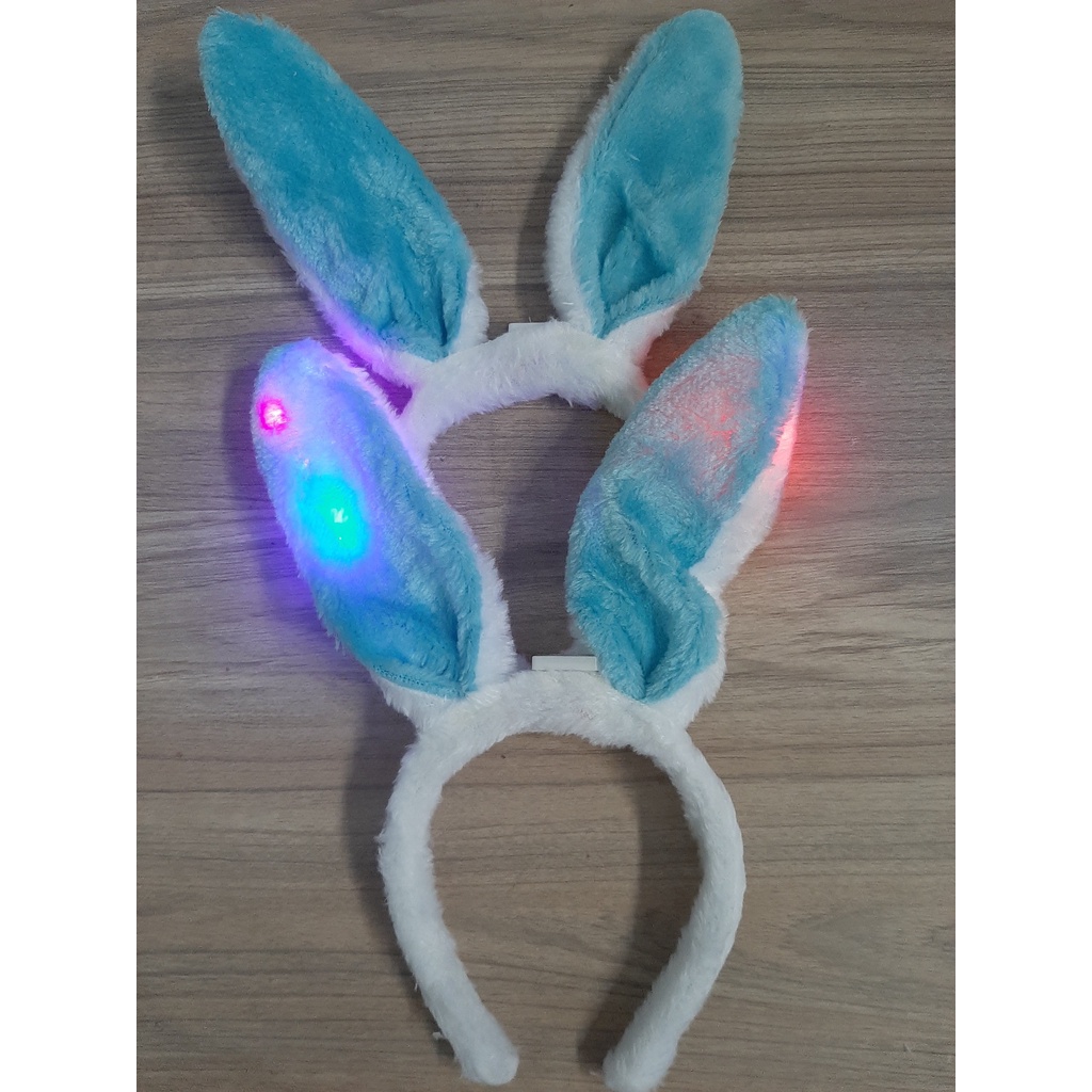 Băng đô tai thỏ bông đèn led, cài đầu tai thỏ bông có led
