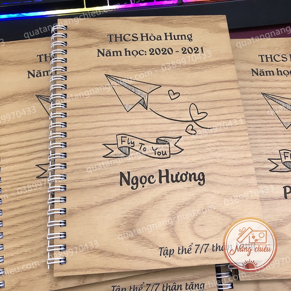 Sổ tay cá nhân bìa gỗ cứng khắc hình theo yêu cầu - Quà tặng thầy cô vào cuối cấp