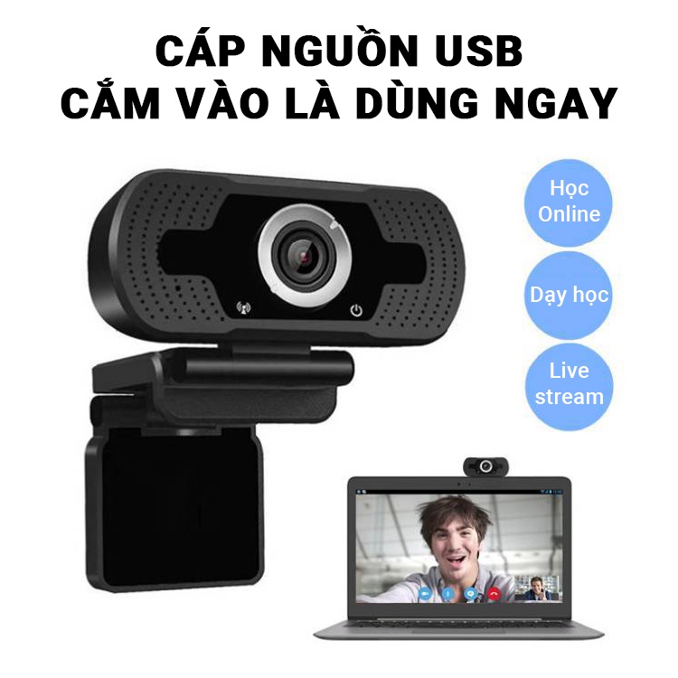 (Hỏa Tốc) Webcam máy tính FullHD 1080p có Mic rõ nét - Thu hình cho máy tính, pc, TV, để bàn - Rõ nét - Chân thực W8