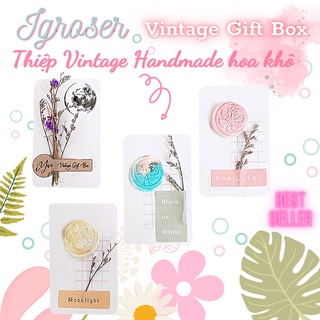 [Handmade] ⚡ Thiệp giấy Kraft handmade - Trang trí hoa khô phong cách Retro