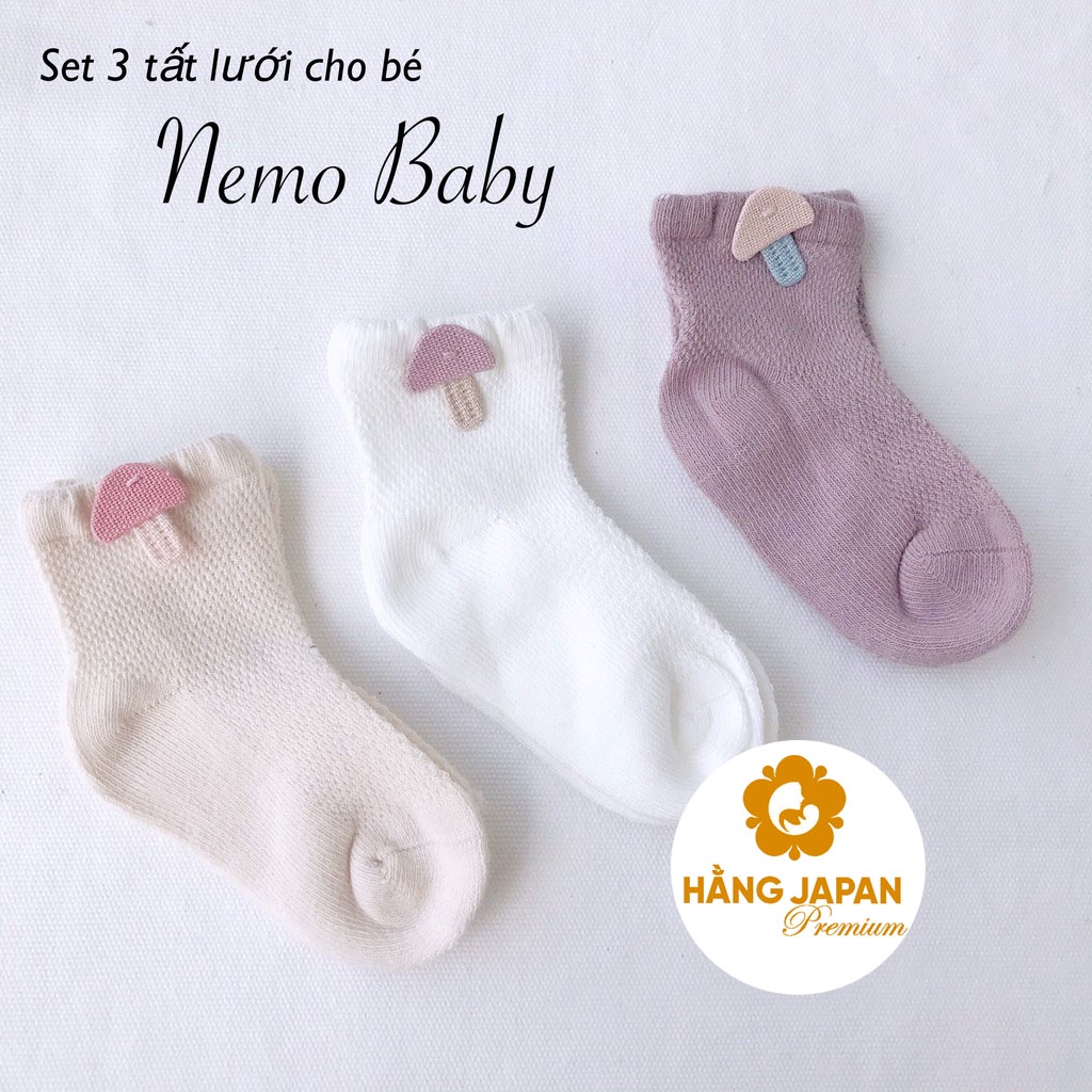 Set 3 tất lưới Nemo Baby hàng cao cấp cho bé size XS/S/M