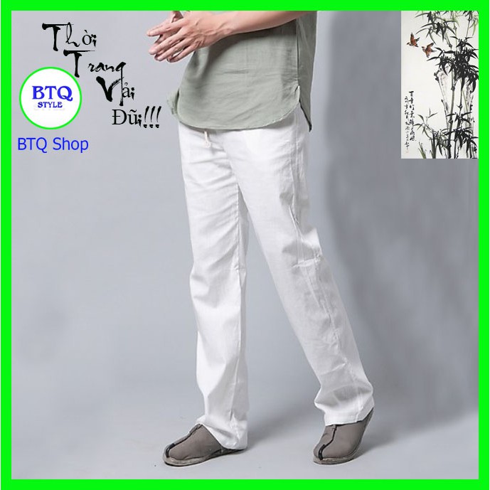 quần dài nam ống xuông chất đũi xả quần cạp chun không khóa | BigBuy360 - bigbuy360.vn