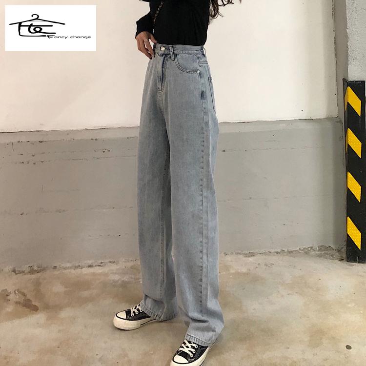 Quần Jean Dài Lưng Cao Dáng Rộng Phong Cách Hàn Quốc Mẫu Mới Thời Trang Xuân Thu Cho Nữ 2022