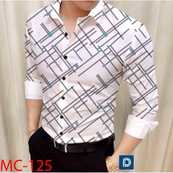 ÁO SƠ MI NAM TAY DÀI SỌC ZICZAC IN ÁNH KIM ĐỘC ĐÁO