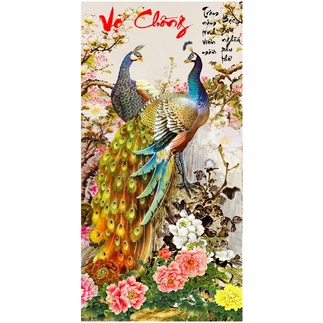 Tranh Đính Đá VỢ CHỒNG (ĐÁ ABC CAO CẤP). Kích Thước: 80cm x 50cm